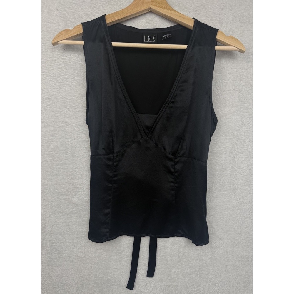 Y2K INC Black 100% Silk Tank Top Luxury Capsule Goth Glam Party 90s 2000s Blouse